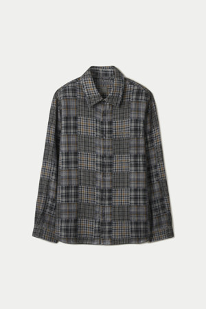 루나다잉 패치워크 체크 릴렉스 셔츠