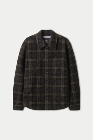 울혼방 브라운 체크 아우터 셔츠
