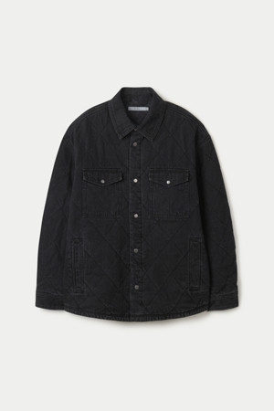 블랙 데님 퀼팅 아우터셔츠