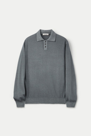 WOOL & CO 버튼 칼라 스웨터