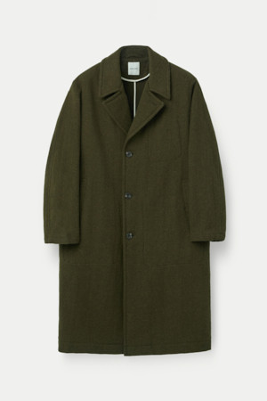 SAGE DE CRET 해리스 트위드 울스터 칼라 롱 코트