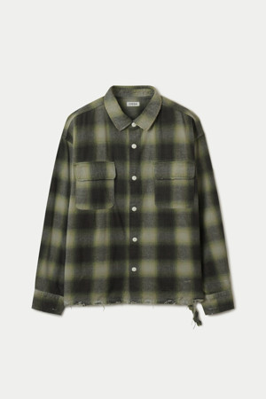 JIEDA 넬 데미지 체크 셔츠