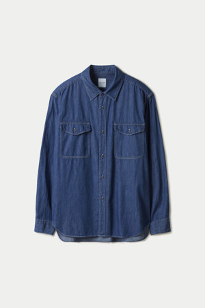 SAGE DE CRET 5OZ 언이븐 얀 데님 워크 셔츠
