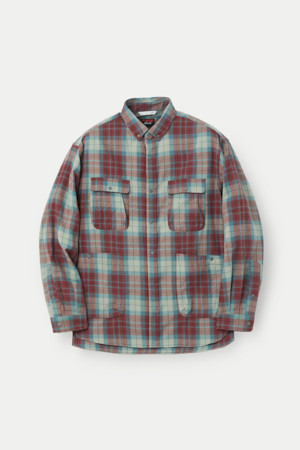 NANGA 페이드 타탄 체크 캠프 셔츠