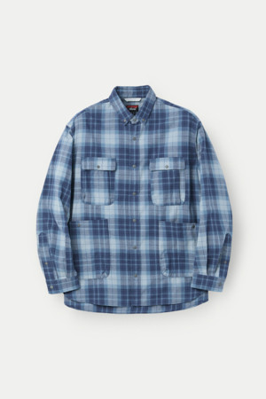 NANGA 페이드 타탄 체크 캠프 셔츠