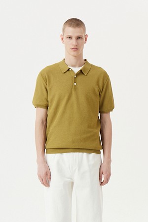 Ice Cotton 3 버튼 하프 슬리브 폴로 스웨터