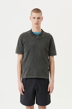 Ice Cotton 다잉 오픈 칼라 스웨터