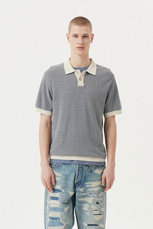 Ice Cotton 스트라이프 하프 슬리브 폴로 스웨터