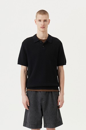 크로쉐 하프 슬리브 폴로 스웨터					