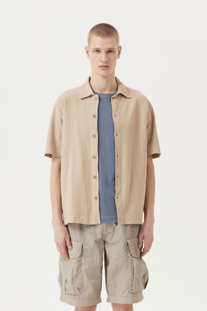 패턴 하프 슬리브 셔츠