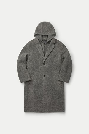 울저지 후드 패널 코트
