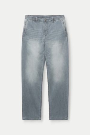 그레이 워싱 테이퍼드 밴딩 데님					