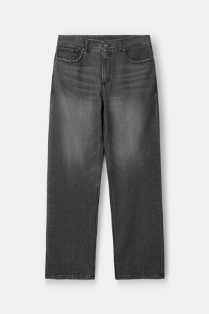 그레이 루즈 스트레이트 밴딩 데님