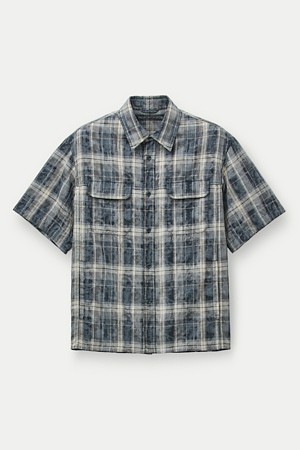 체크 반팔 셔츠			