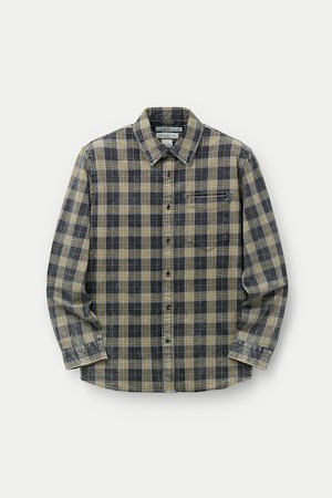 [ISLAND DENIM] 워싱 옐로우 체크 셔츠(릴렉스핏)					