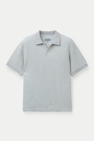 조직감 오픈 카라 반팔 티셔츠					