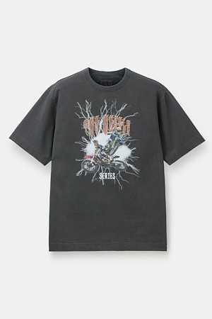 모터사이클 프린팅 반팔 티셔츠