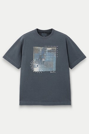 패치워크 프린팅 반팔 티셔츠					