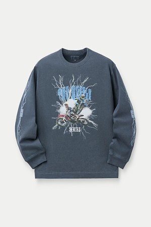 모터사이클 프린팅 긴팔 티셔츠