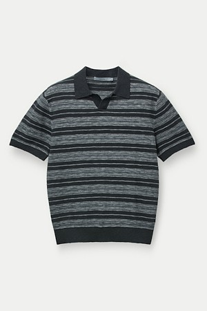 콜드다잉 스트라이프 오픈카라 스웨터