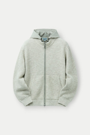 후드 니트 집업 아우터