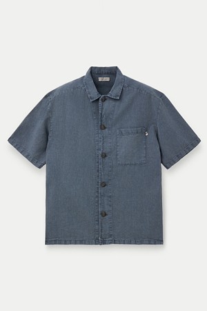 FIVER MARBLED 워시 쇼츠 슬리브 리넨 셔츠		