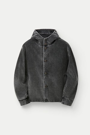 FIVER CORDUROY GARMENT DYED MARBLED WASH HOODIE JACKET					