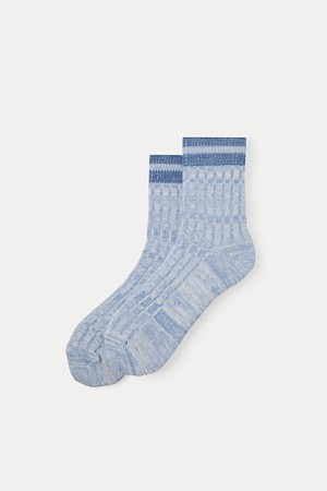 멜란지 패턴 블럭 하프 양말