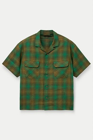 OPEN COLLAR SHIRT HEMP CHECK