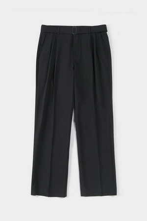 [24/7 series] BELTED WIDE PANTS - COAL CHACOAL_GREY_0