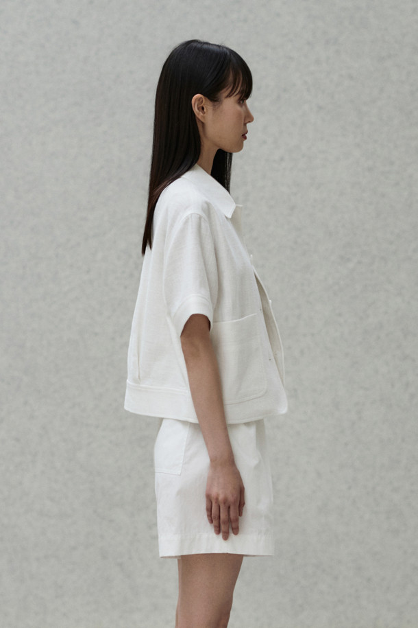 24/7 series - 자켓 - CROP LINEN JACKET  - OPTICAL WHITE (247)