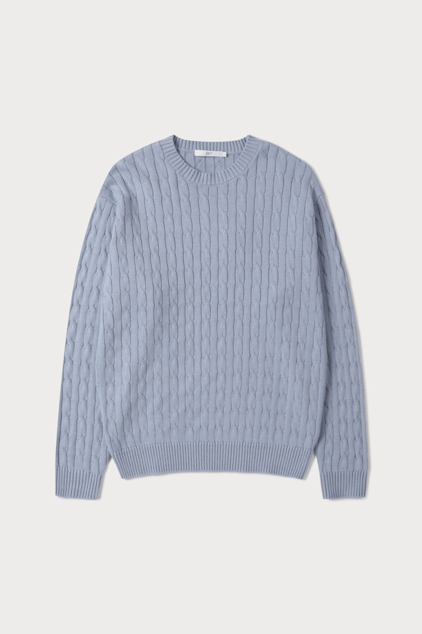 [24/7 series] COTTON CABLE KNIT SWEATER (247)_BLUE_0