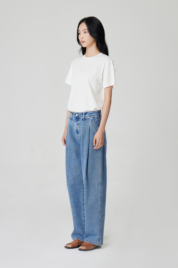 24/7 series - 롱/미디팬츠 - PLEATED WIDE-LEG JEANS (247)