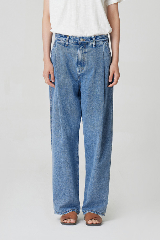 24/7 series - 롱/미디팬츠 - PLEATED WIDE-LEG JEANS (247)