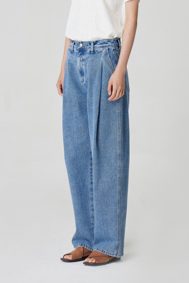 24/7 series - 롱/미디팬츠 - PLEATED WIDE-LEG JEANS (247)