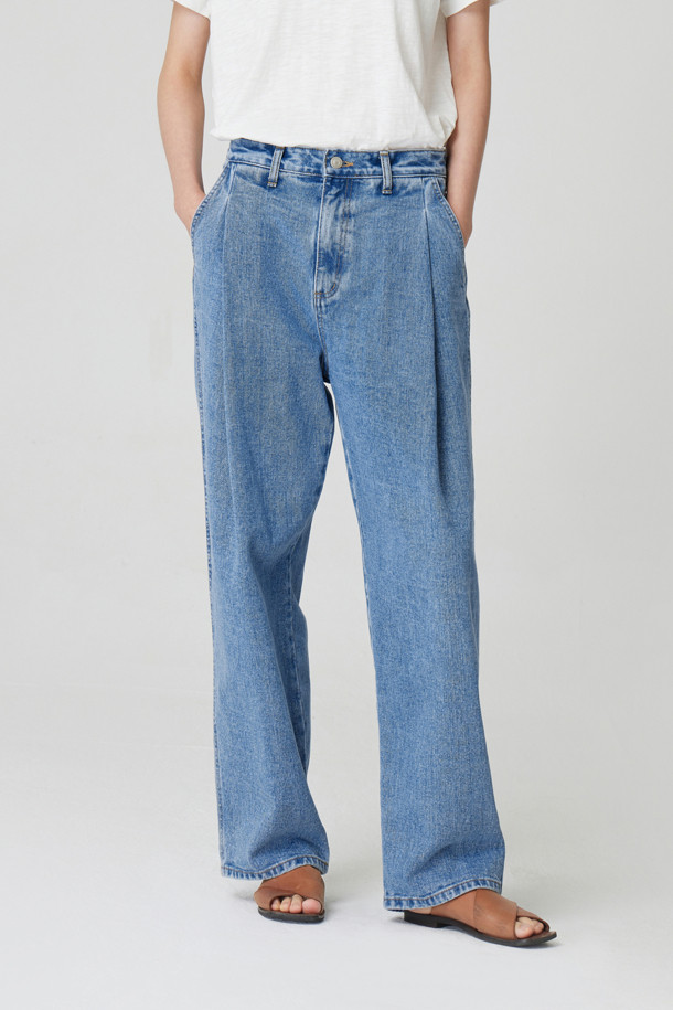 24/7 series - 롱/미디팬츠 - PLEATED WIDE-LEG JEANS (247)