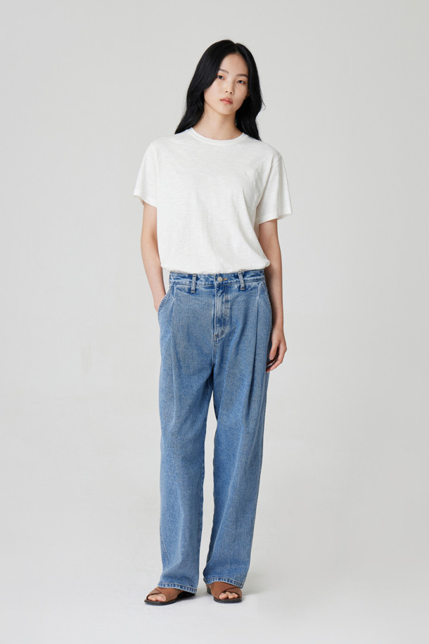 24/7 series - 롱/미디팬츠 - PLEATED WIDE-LEG JEANS (247)