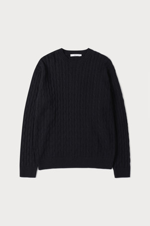 [24/7 series] COTTON CABLE KNIT SWEATER (247)_BLACK_0