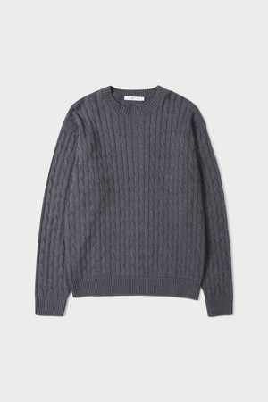 [24/7 series] COTTON CABLE KNIT SWEATER (247)_GREY_0