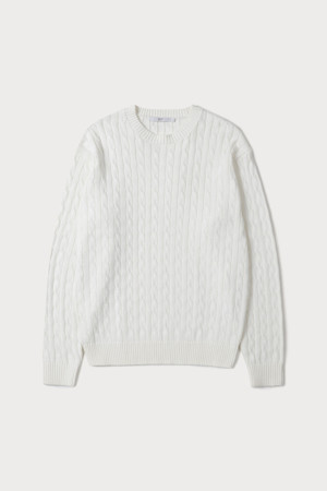 [24/7 series] COTTON CABLE KNIT SWEATER (247)_WHITE_0
