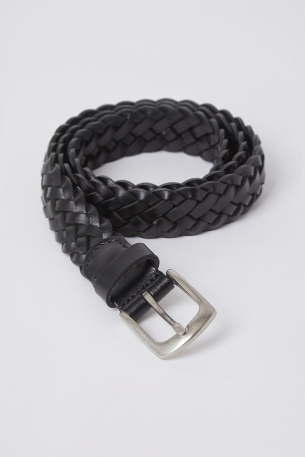 ITALIAN LEATHER WEAVING BELT (247)_BLACK_0