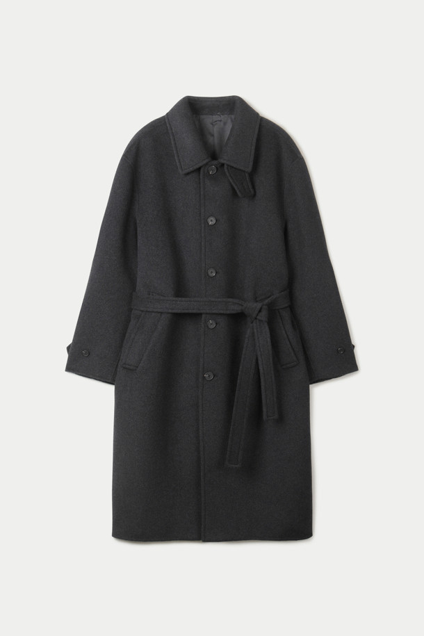 SINGLE BELTED HANDMADE COAT (CASHMERE) 247_GREY_0