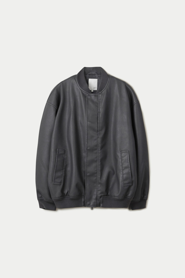 LEATHER MA-1 JACKET (247)_GREY_0