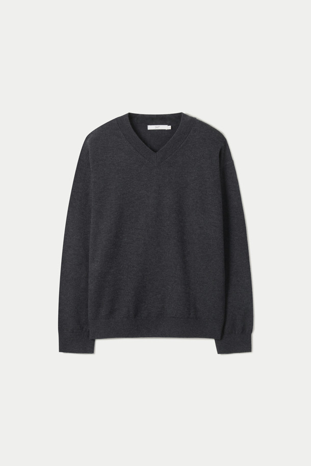 V-NECK 12GG KNIT (247)_GREY_0