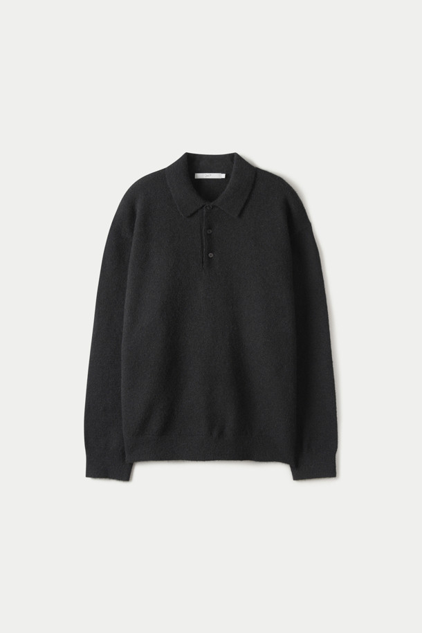 POLO COLLAR MOHAIR KNIT (247)_BLACK_0