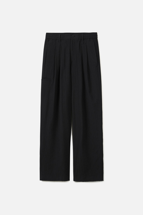 CREASE SEERSUCKER WIDE PANTS (247)_BLACK_0