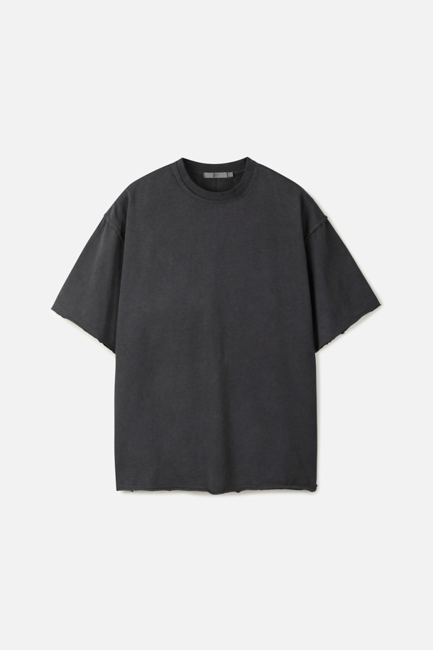 DYED WASHING RAW EDGE T-SHIRTS (247)_GREY_0