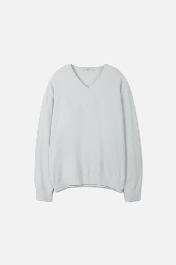 FINE RIBBED 브이넥 12GG 니트 (247)_GREEN_0