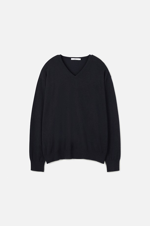 FINE RIBBED 브이넥 12GG 니트 (247)_NAVY_0