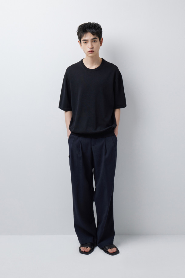 CREASE SEERSUCKER WIDE PANTS (247)_NAVY_1